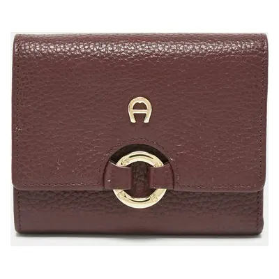 Aigner Burgundy Leather Logo Trifold Wallet