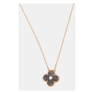 Van Cleef & Arpels Vintage Alhambra Holiday Limited Obsidian Diamond 18k Rose Gold Necklace