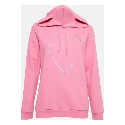 Love Moschino Pink Crystal Embellished Cotton Hoodie