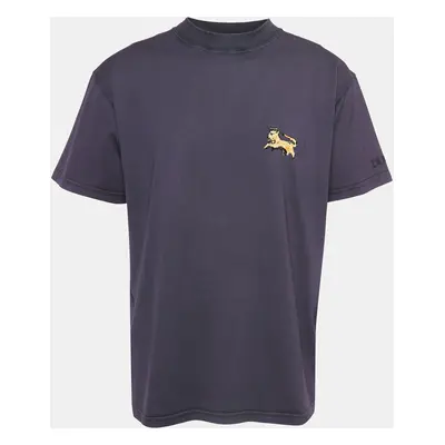 Dior Purple Cotton Embroidered Crewneck T-Shirt