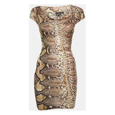 Just Cavalli Multicolor Snakeskin Print Knit Mini Dress