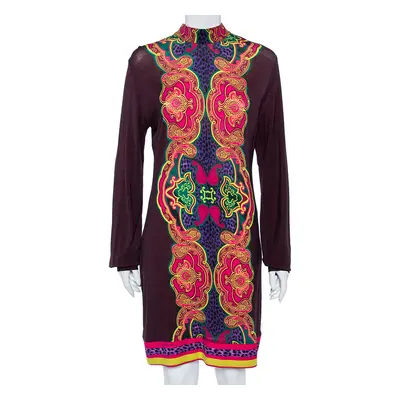 Just Cavalli Brown Printed Wool Knit Shift Dress