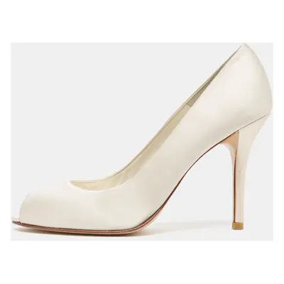 Stuart Weitzman White Satin Peep Toe Pumps Size 40.5