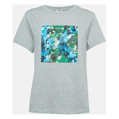 Kenzo Grey Artwork Printed Cotton Knit Classic Fit T-Shirt