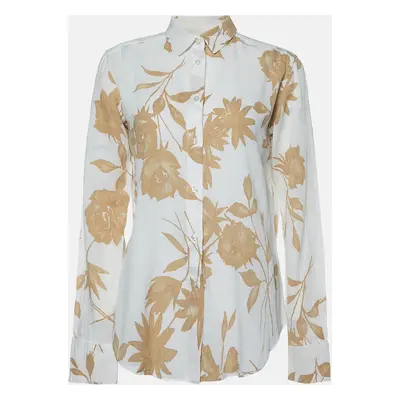 Etro White Floral Print Cotton Long Sleeve Shirt