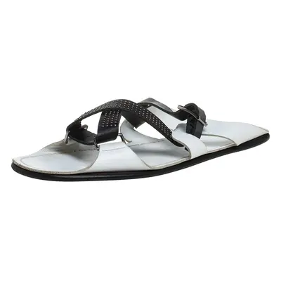 Versace White Leather Crossover Slide Sandals Size