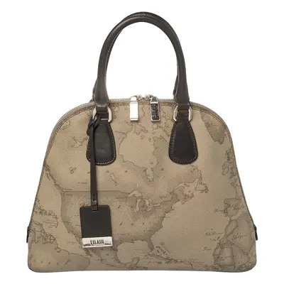 Alviero Martini 1A Classe Grey Geo Print Coated Canvas Dome Satchel