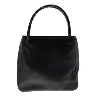 Prada Black Leather Acrylic Handle Tote