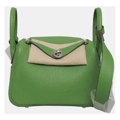 Hermes Green Leather Mini Lindy Bag