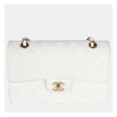 Chanel White Quilted Caviar Classic Double Flap Bag