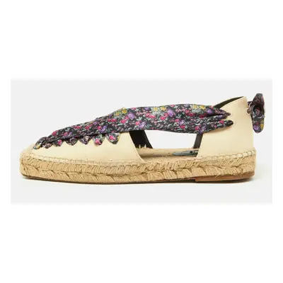 Balenciaga Multicolor Canvas and Floral Print Lace Up Espadrille Flat Sandals Size