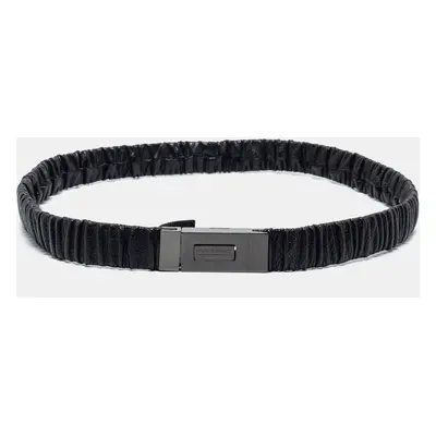 Burberry Black Gathered Leather Slim Waist Belt 90CM