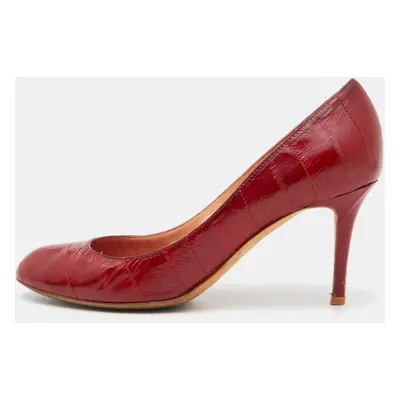 Sergio Rossi Red Eel Leather Round-Toe Pumps Size