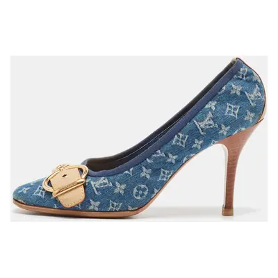 Louis Vuitton Blue Denim and Leather Pumps Size 37.5