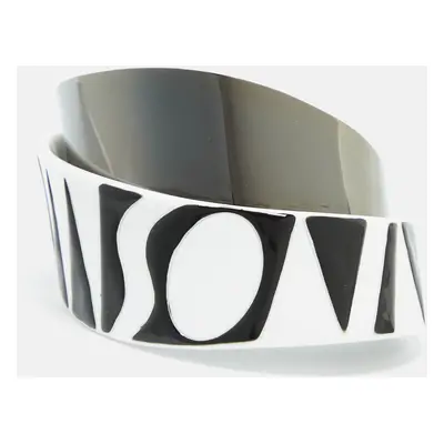 Missoni Monochrome Logo Resin Gunmetal Tone Cuff Bracelet