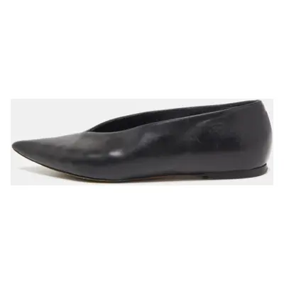 Celine Black Leather V-Neck Ballet Flats Size 35.5