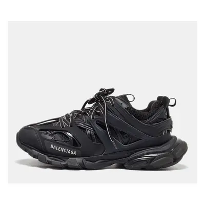 Balenciaga Black Faux Leather and Mesh Track Sneakers Size