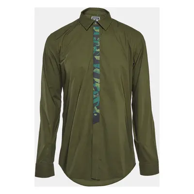 Kenzo Green Cotton Button Front Shirt