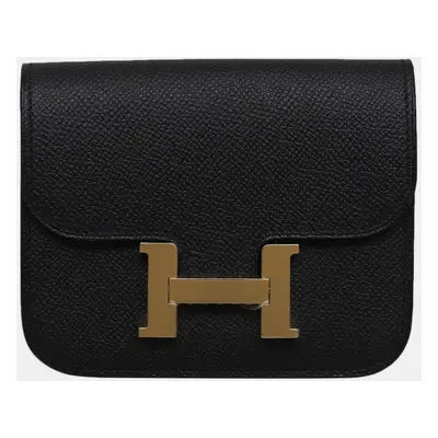 Hermes Black Epsom Leather Constance Slim Wallet