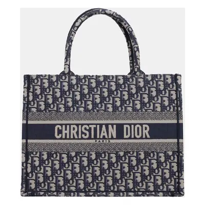 Christian Dior Navy Blue/ Off White Medium Oblique Book Tote Bag