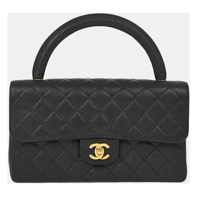 Chanel Black Calfskin Top Handle Handbag