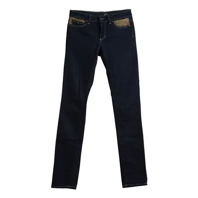 Just Cavalli Indigo Dark Wash Denim Studded Skinny Jeans