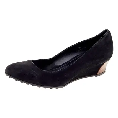 Tod's Black Suede Wedge Pumps Size