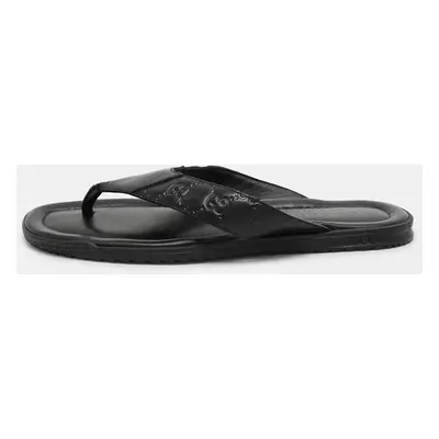 Gucci Black Guccissima Leather Criss Cross Flat Slides Size