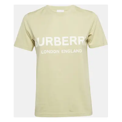 Burberry Sage Green Logo Print Jersey Crew Neck T-Shirt