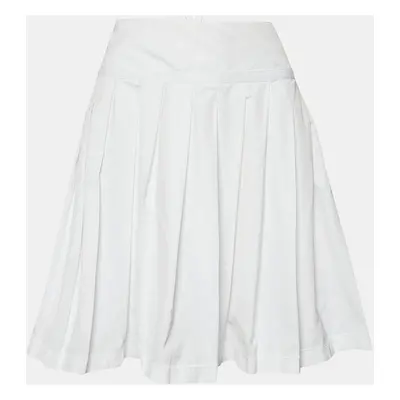 D&G White Cotton Pleated Mini Skirt