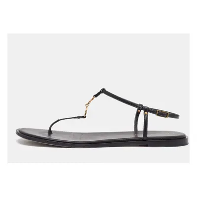 Dior Black Leather D'cest Thong Flat Sandals Size