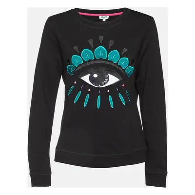 Kenzo Black Eye Embroidered Cotton Crew Neck Sweatshirt