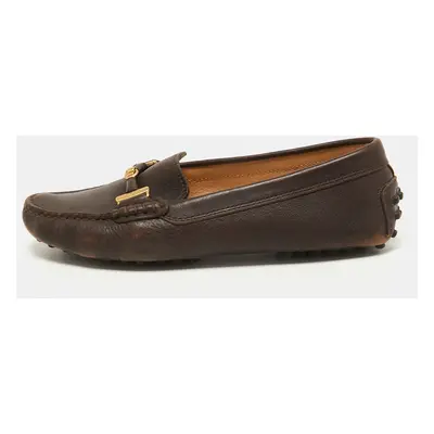 Tod's Brown Leather Gommino Slip On Loafers Size