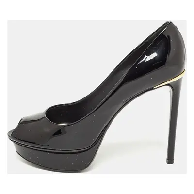 Louis Vuitton Black Patent Leather Peep Toe Platform Pumps Size