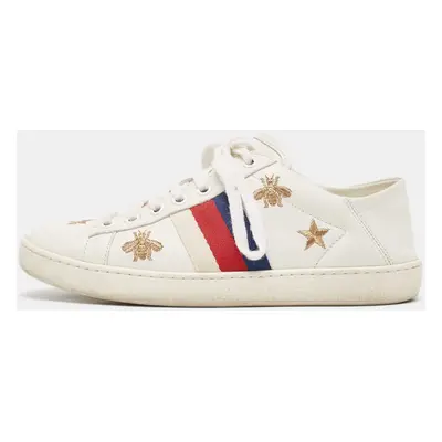 Gucci White Leather Star Ace Low Top Sneakers Size 34.5