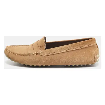 Tod's Light Brown Suede Penny Loafers Size