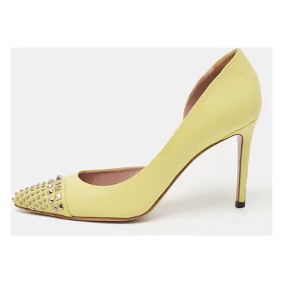 Gucci Yellow Leather Studded D'orsay Pointed Toe Pumps Size 36.5