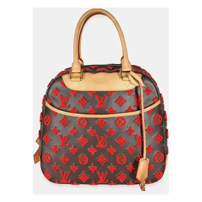 Louis Vuitton Red Monogram Canvas Tuffetage Deauville Cube Satchel