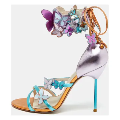 Sophia Webster Metallic Multicolor Leather Harmony Butterfly Ankle Cuff Sandals Size