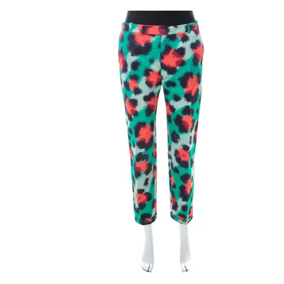 Kenzo Multicolor Scribble Print Motif Cotton Blend Tapered Trousers