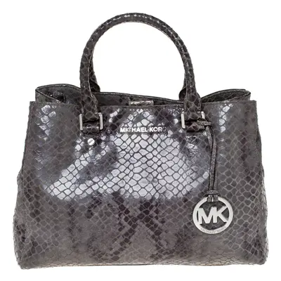 MICHAEL Michael Kors Grey Python Embossed Leather Satchel