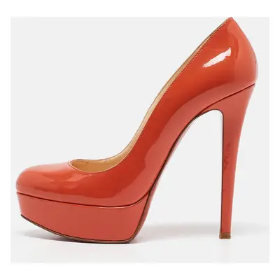 Christian Louboutin Orange Patent New Simple Platform Pumps