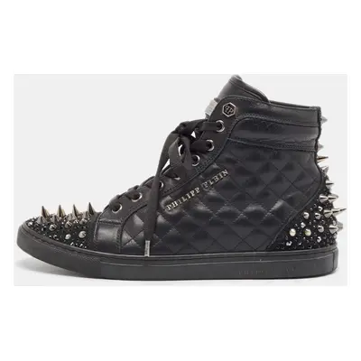 Philipp Plein Black Leather High Top Sneakers Size