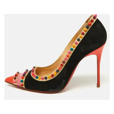 Christian Louboutin Multicolor Suede and Patent Leather Malabar Hill Spike Pointed Toe Pumps Siz