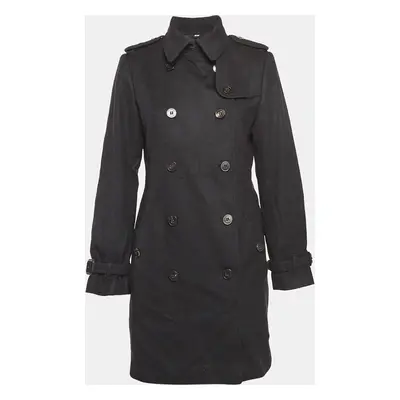 Burberry Black Wool Mid Length Double Breasted Coat