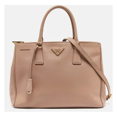 Prada Dusty Pink Saffiano Lux Leather Double Zip Tote