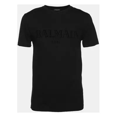 Balmain Black Cotton Logo T-Shirt