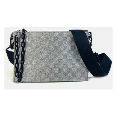 Louis Vuitton Silver Glitter Leather Damier In The Loop Trio Pouch Shoulder Bag