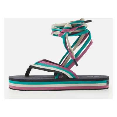 Isabel Marant Multicolor Canvas Tuoni Striped Thong Sandals Size