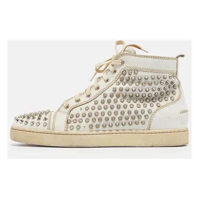 Christian Louboutin White Leather Pik Pik Louis High Top Sneakers Size